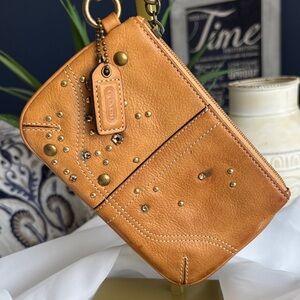 Vintage Coach Mini Wristlet Vachetta Leather with Swarovski Crystals